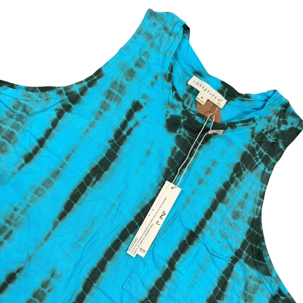 NWT LoveStitch S Crop Tank Top Tie Dye Love Muscle Blue 80s 90s Festival
